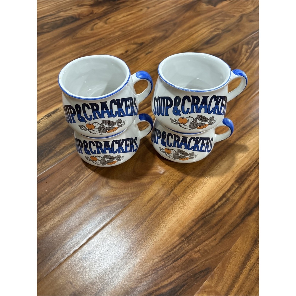 Vintage Retro Soup & Crackers Ceramic Soup Bowls